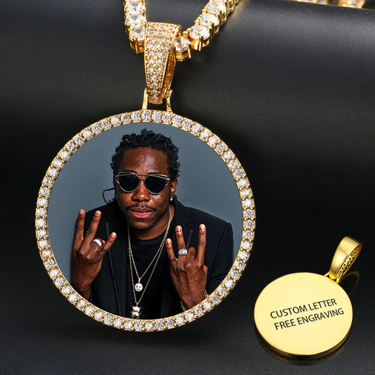 14K Gold Plated Personalized Photo Medallions Necklace