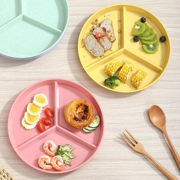 3-Section Eco-Friendly Divided Plate – Reusable & Wheat Straw Made 🌾✨