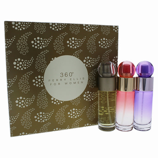 PERRY ELLIS 360 TRIO (W) 3PC SET (3x1.0) 1.0oz edt sp (Regular), 1.0oz edp sp(Coral), 1.0oz edp sp(Purple)