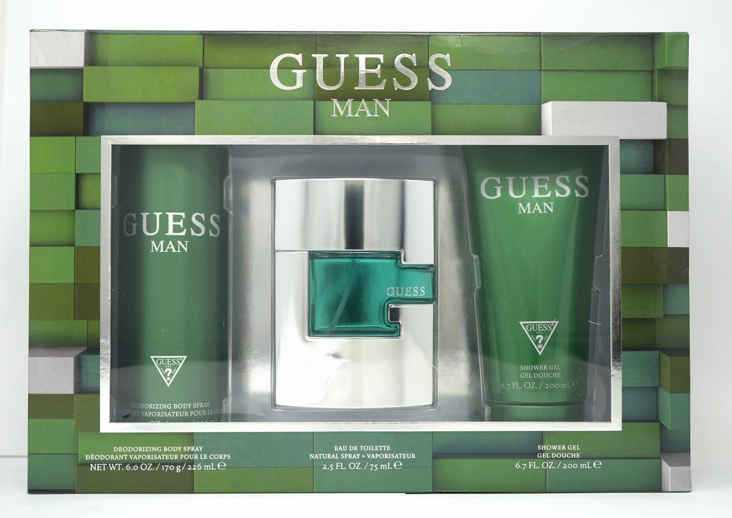 GUESS MAN (M) 3PC SET (2.5oz EDT SP, 6.0oz deo body sp, 6.7oz Shower Gel)