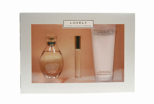 SARAH JESSICA PARKER LOVELY (W) 3PC SET (3.4oz edp spray, 6.7oz body lotion, 10ml mini roll on)