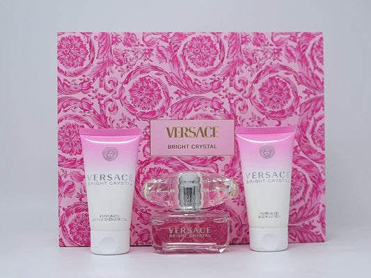 VERSACE BRIGHT CRYSTAL (W) 3PC SET(1.7oz edt sp, 1.7oz body lotion, 1.7oz shower gel)