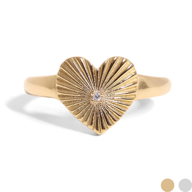 Sunburst Heart Ring