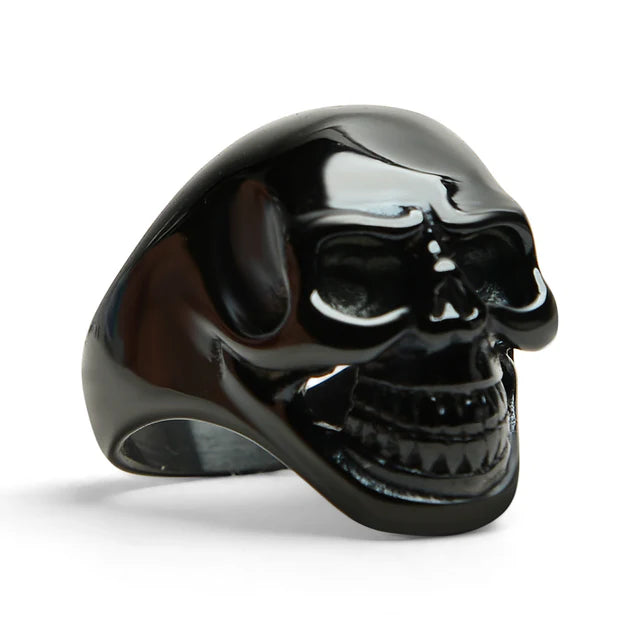 Black Grinning Skull Ring