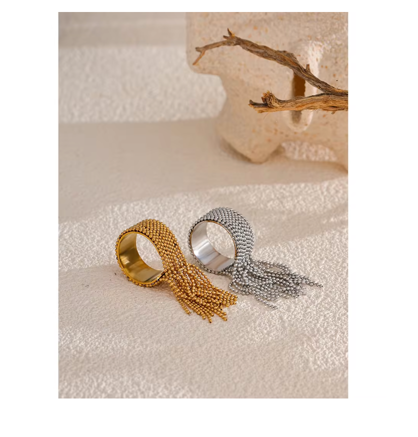 Tassel Finger Ring 18K PVD