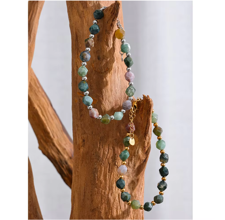 Agate Natural Stone 18K PVD