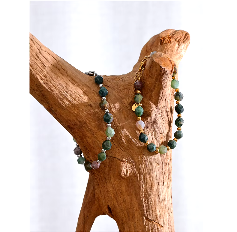 Agate Natural Stone 18K PVD