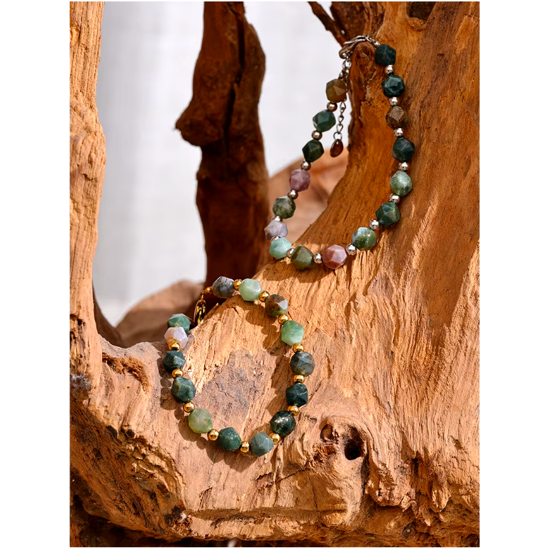 Agate Natural Stone 18K PVD