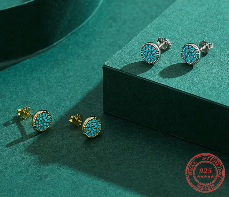 Turquoise Hoops 925 Silver