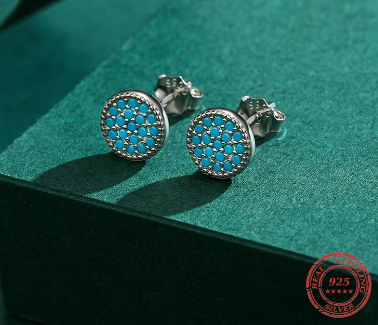 Turquoise Hoops 925 Silver