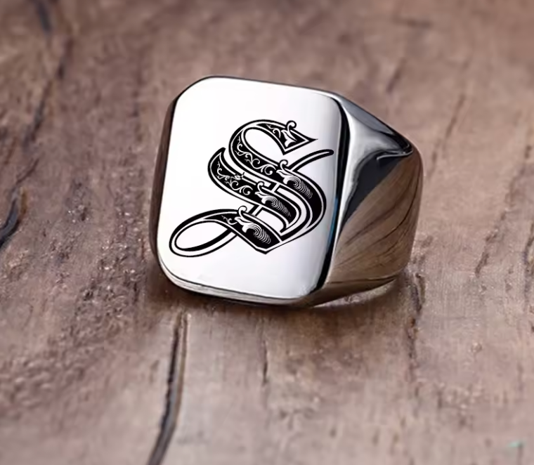 Retro Initials Ring