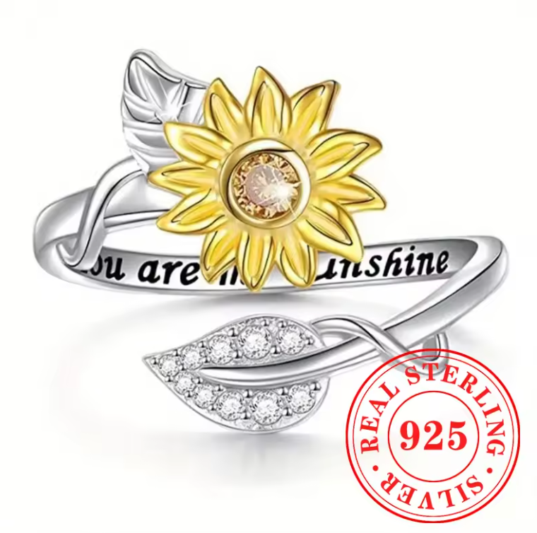 Sunflower Ring 925 Silver