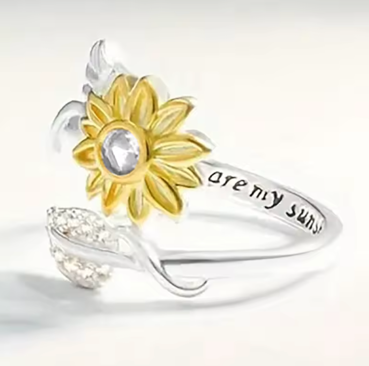 Sunflower Ring 925 Silver