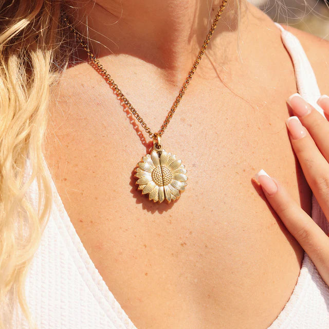 Sunflower Hidden Message Necklace