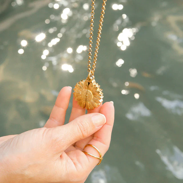 Sunflower Hidden Message Necklace