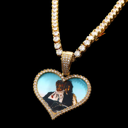 18k Gold Plated Personalized Heart Medallion Necklace For Women- Necklace With Picture Inside