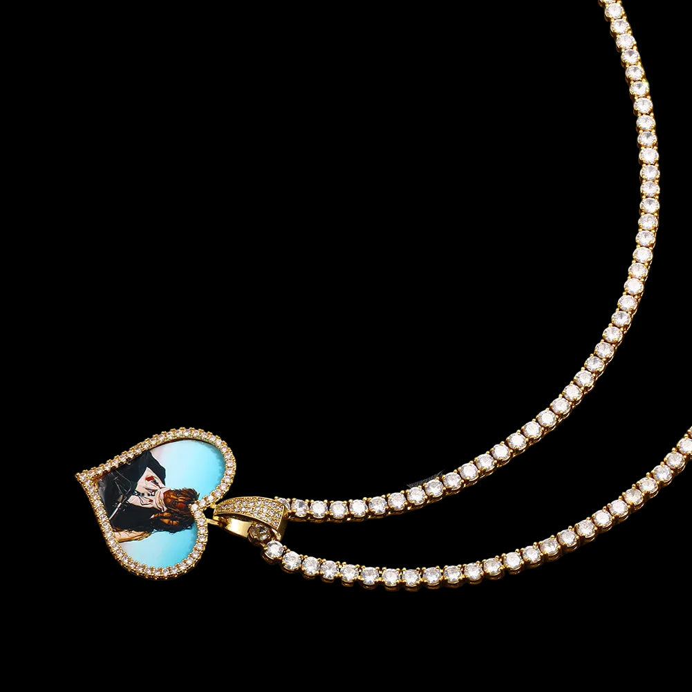 18k Gold Plated Personalized Heart Medallion Necklace For Women- Necklace With Picture Inside