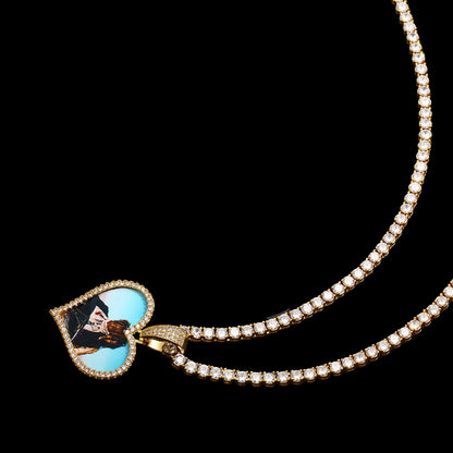 18k Gold Plated Personalized Heart Medallion Necklace For Women- Necklace With Picture Inside