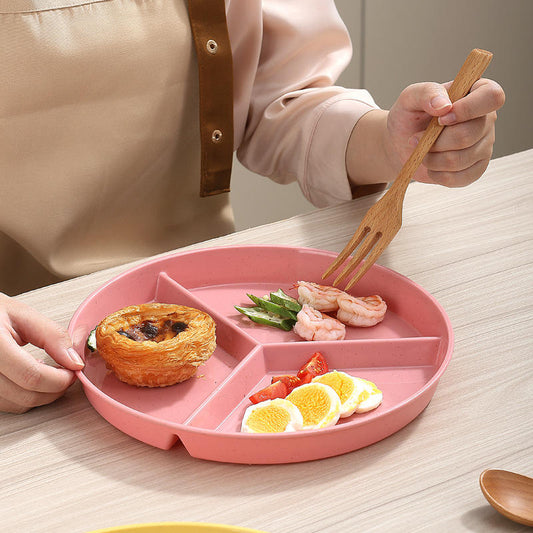 3-Section Eco-Friendly Divided Plate – Reusable & Wheat Straw Made 🌾✨