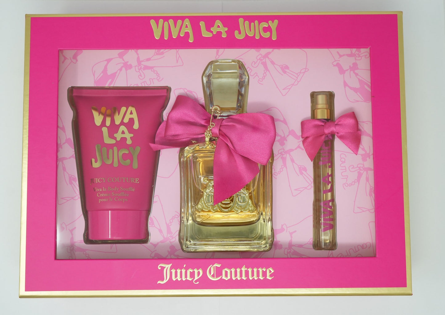 JUICY COUTURE VIVA LA JUICY (W) 3PC SET(3.4oz edp spray, 4.2oz body cream, 10ml edp spray)