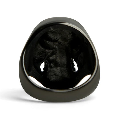 Black Grinning Skull Ring