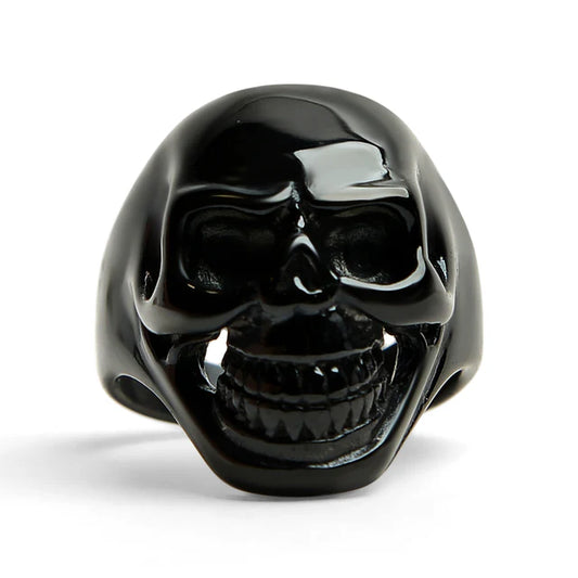 Black Grinning Skull Ring