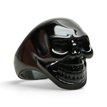 Black Grinning Skull Ring