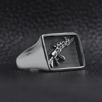 AK-47 Gun Signet Ring