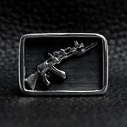AK-47 Gun Signet Ring