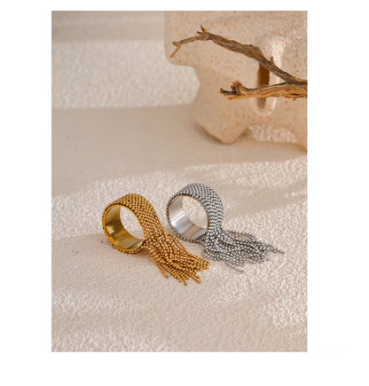 Tassel Finger Ring  18K PVD