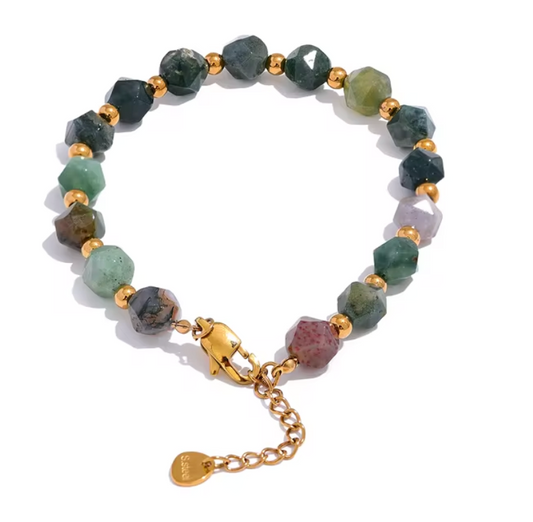 Agate Natural Stone 18K PVD