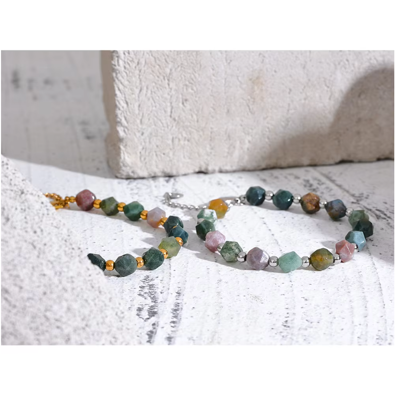Agate Natural Stone 18K PVD
