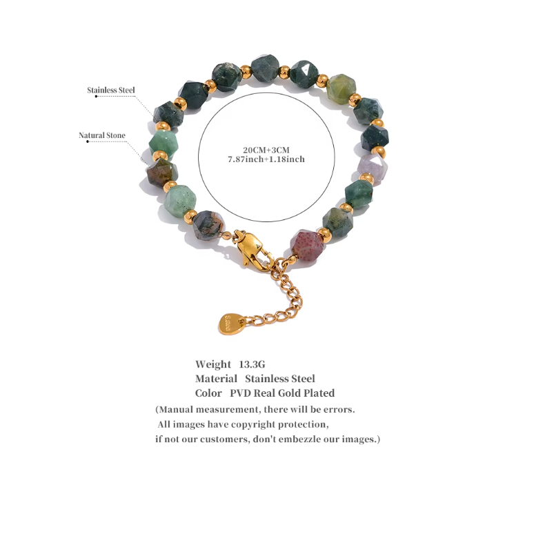 Agate Natural Stone 18K PVD