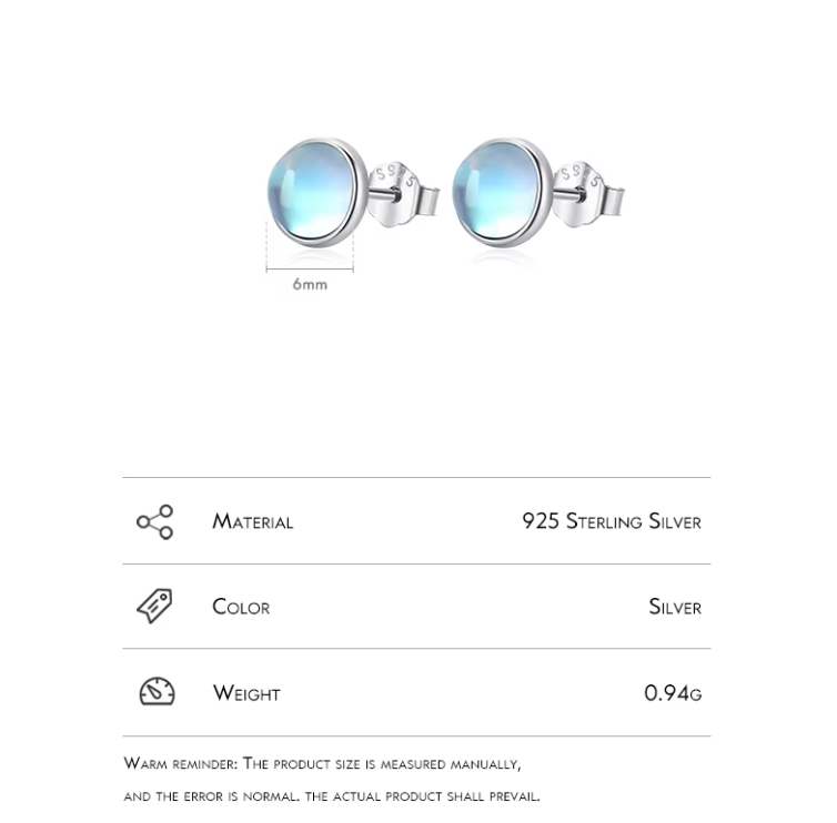 Moonstone Stud 925 Silver