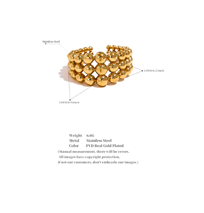 Round Beads Ring 18K PVD