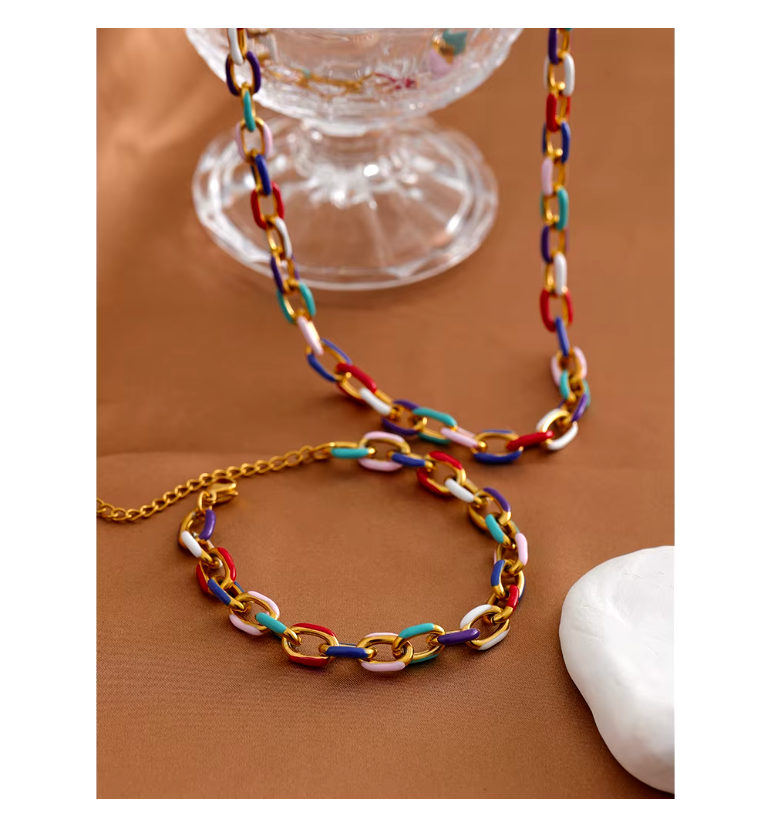 Rainbow Necklace 18K PVD