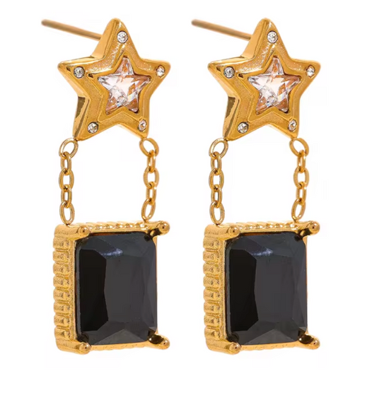 Star Square earrings 18k