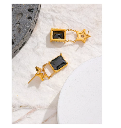 Star Square earrings 18k