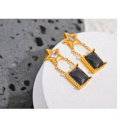 Star Square earrings 18k