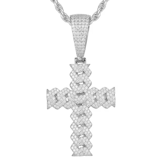 Iced 925 Silver Moissanite Cross