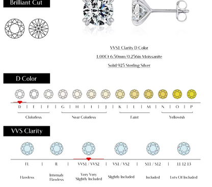 Stud 925 Silver Moissanite