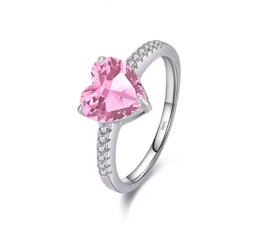 Pink Heart Ring 925 Silver