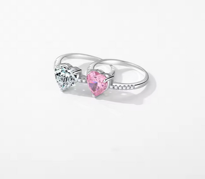 Pink Heart Ring 925 Silver