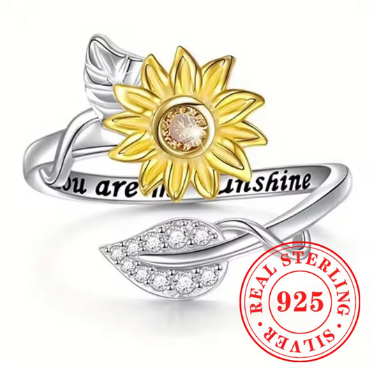 Sunflower Ring 925 Silver