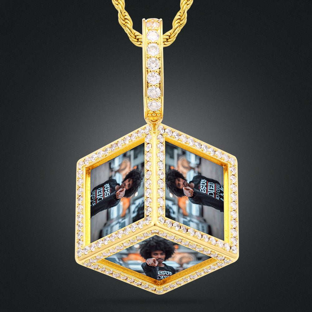 14K Gold Plating Custom Pendant Photo Medallion Necklace
