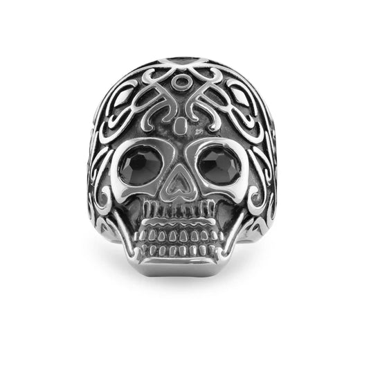 Black CZ Eyed Skull Stainless